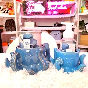 Bath and Body Works 3wick candle and soap holder Octopus Set